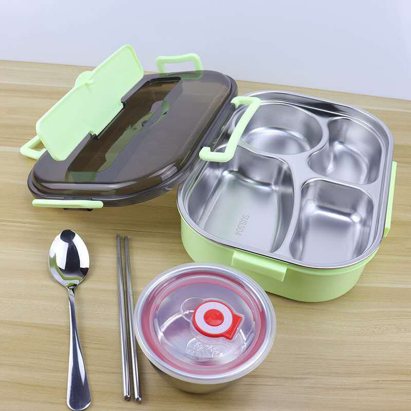 304 stainless steel food-grade lunch box for students, deepening large-capacity office workers, divided plate, large lunch box
