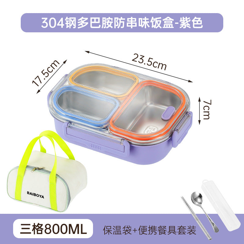 304 stainless steel lunch box - perfect for office workers and students - prevents food odor mixing, microwave-safe, and keeps food warm