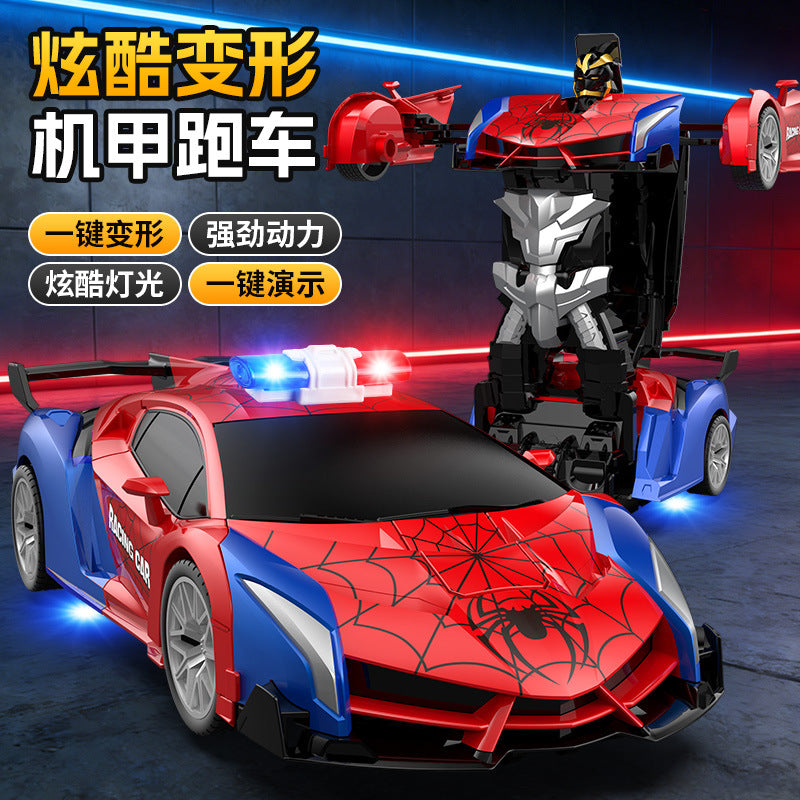 one-click transformation remote control car kids rechargeable electric racing car model boy police car toy car robot