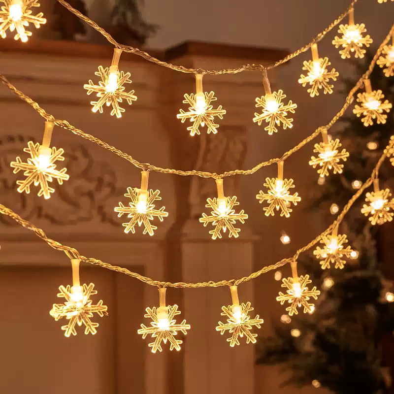 LED snowflake light string Christmas tree decoration small lights Battery box ambient light Christmas day hanging lights ins decorative lights