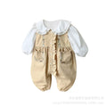New spring collection: fresh and stylish two-piece look romper for baby girls - perfect for outdoor adventures! trendy and chic outfit for infants and toddlers, ideal for celebrating 100 days