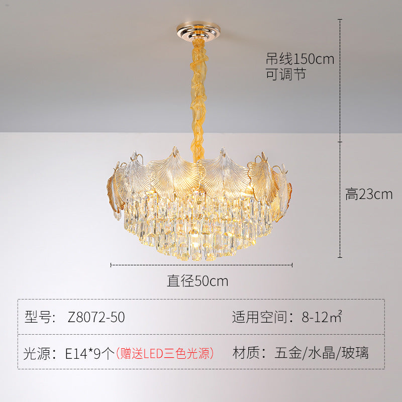 French crystal chandelier cream wind lighting glass medieval lamps light luxury 2023 new living room master bedroom lamp