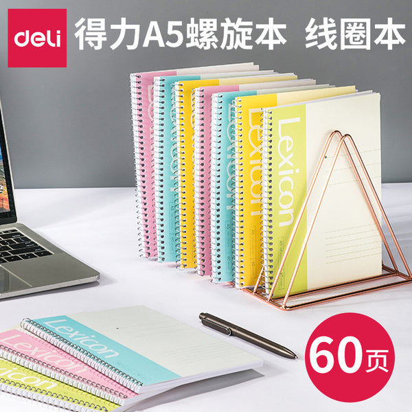 Deli 7683 Notebook A5/60 pages Spiral Notepad Coil Book Workbook Student Diary Book