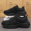 Pure black men's shoes spring 2025 new arrival work safety shoes non-slipabrasion resistantmen running sports dad shoes thick sole