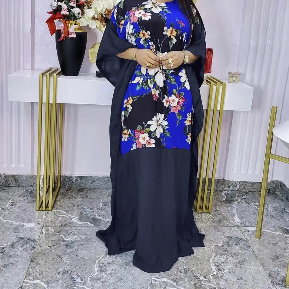 summer new arrivals: european and american style  print round neck maxi dress,  dress, african women's plus size clothing
