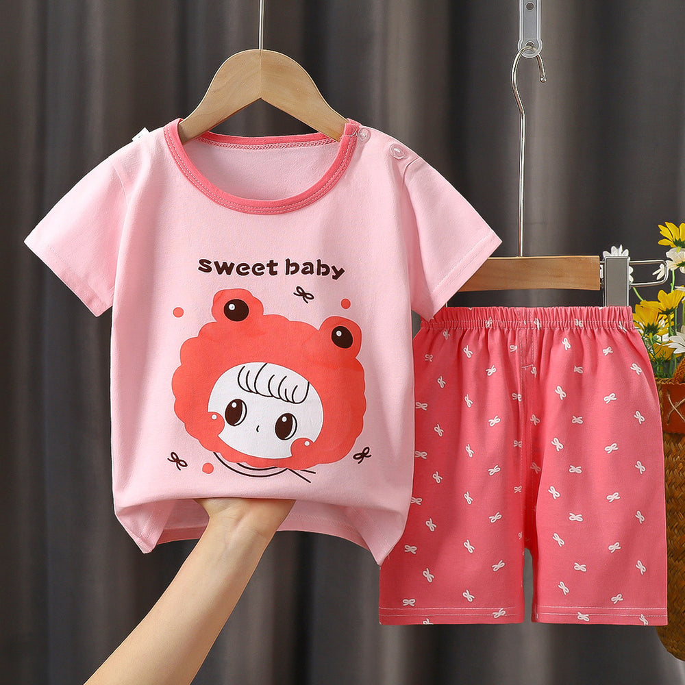 Kids' short-sleeve and shorts set - toddler & children's summer pure cotton underwear - boys' & girls' crew neck t-shirt