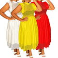 D3056m summer flying sleeves cut outpatchworkelegantwork clothingloosea-line skirtplus size cross-border dress