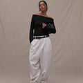 off-the-shoulder knit top: a chic and flattering short sleeve top for women - perfect for autumn