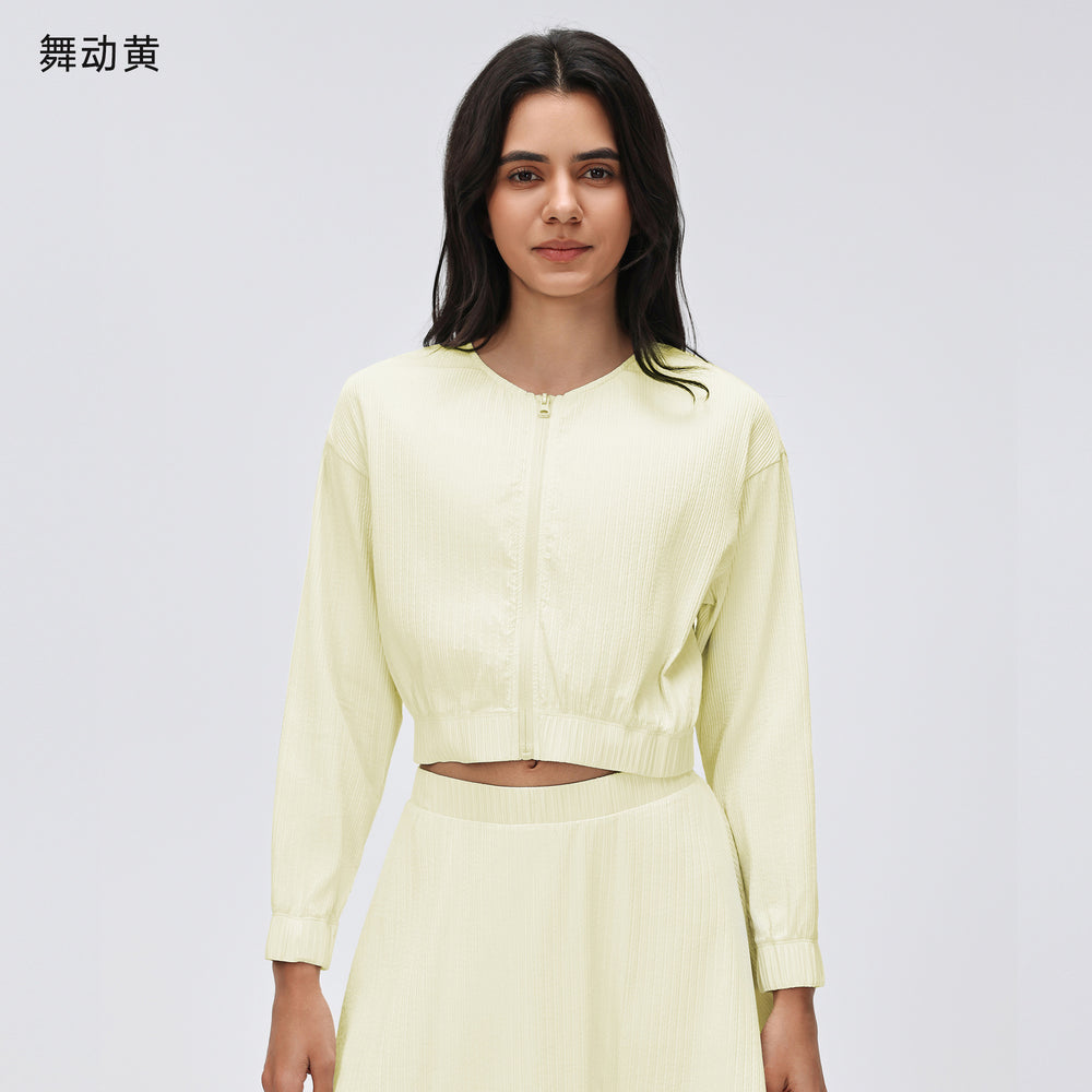 Short zipper thin outwear women looseslimming looklong sleevescardiganwork clothingcasualeasiest for matchsportstopsd26022