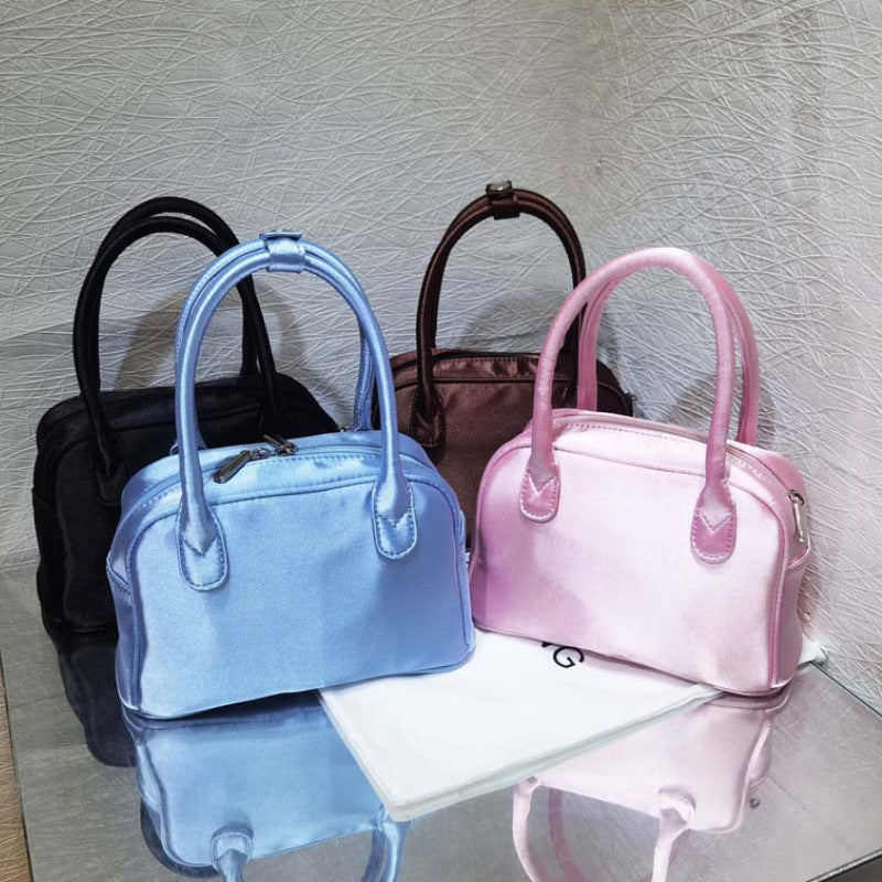 2025 new ballet style bowling bag large capacity nylon Boston handbag niche design handbag women