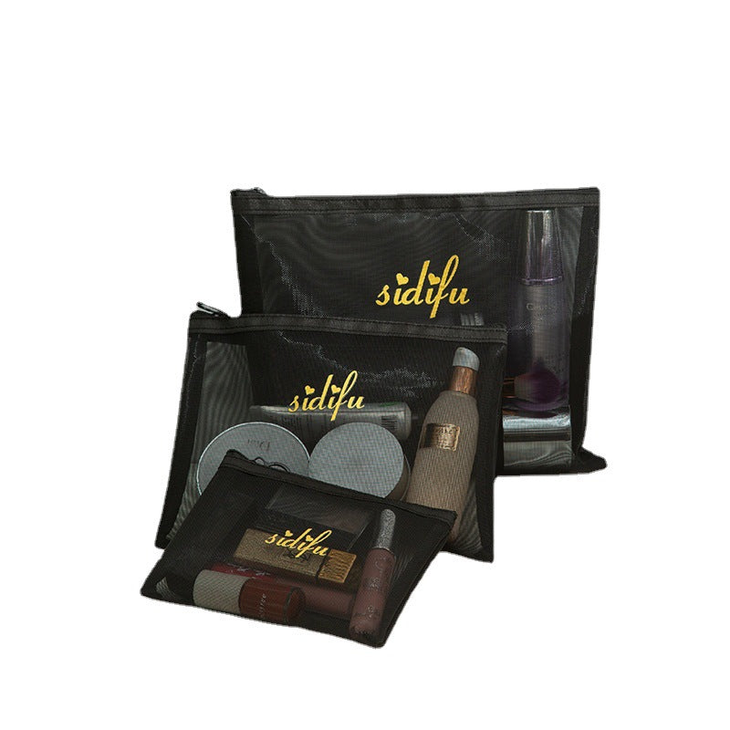 New cosmetic bag, simple cosmetic storage bag, multi-functional mesh large-capacity travel bag, large, medium and small three-piece set