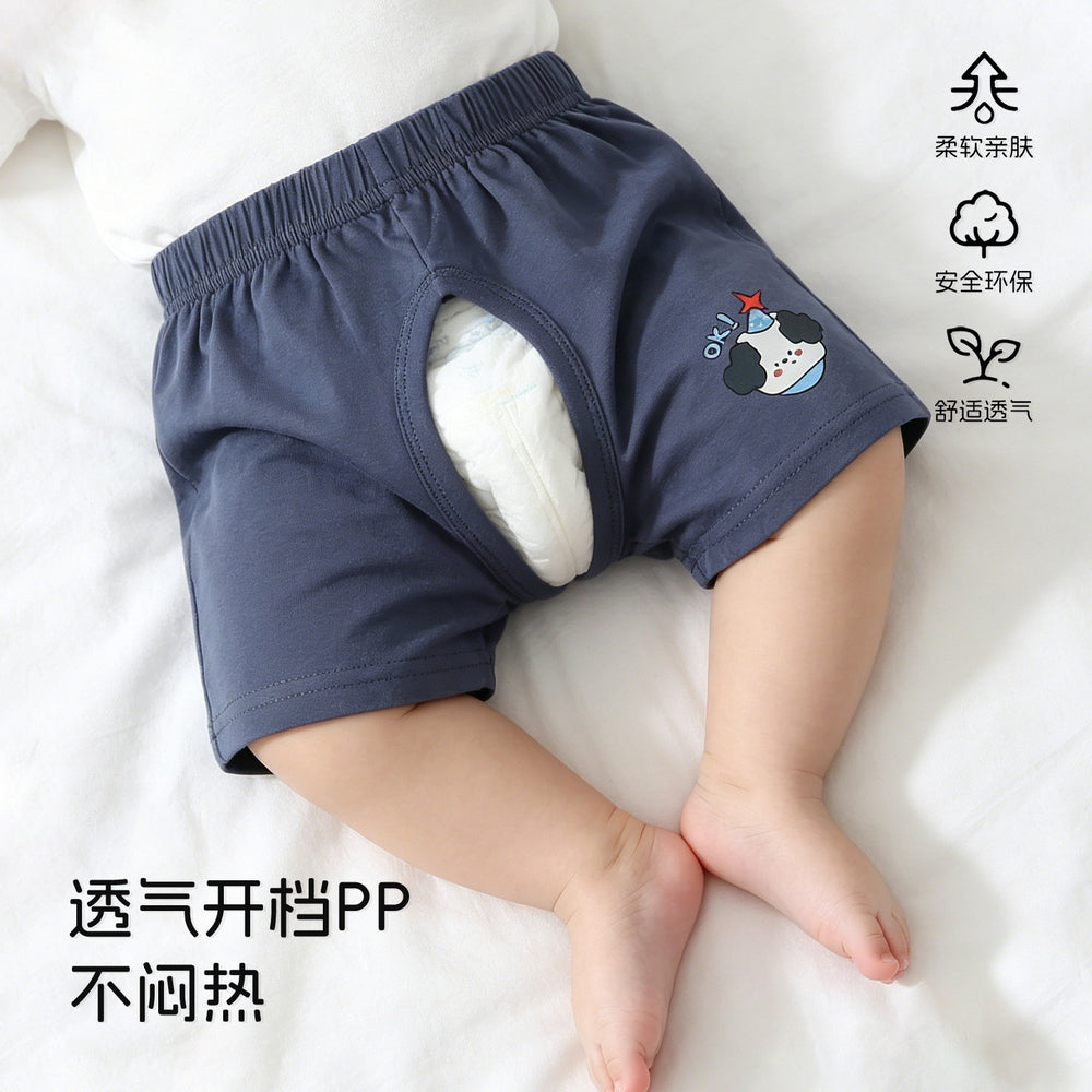 Baby shorts summer thin outwear male and female baby open crotch half length pants summer 1 to 2 years old infant crotch pants