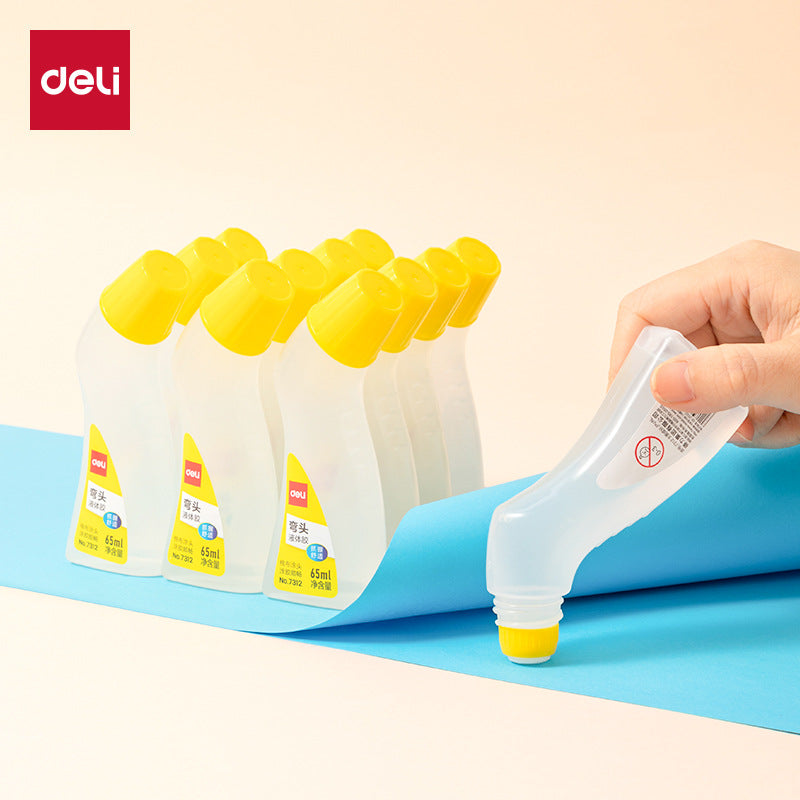 Deli stationery 7312 elbow liquid glue sponge head office supply 65ml student handmade liquid glue wholesale
