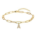 Exportnew arrival paper clip chain letter pendant bracelet anklet fashionfashion diamond letter anklet bracelet for women