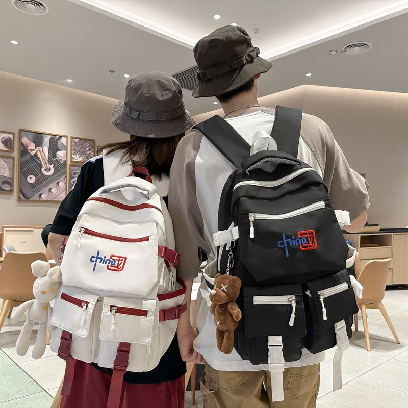 New Chinese style schoolbag for female junior high school students Guochao backpack fashion college students high school students large capacity backpack men