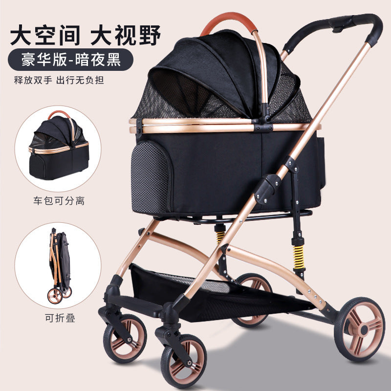 Pet stroller for dogs and cats - portable, foldable, lightweight, and large capacity cat carrier for small to medium breeds