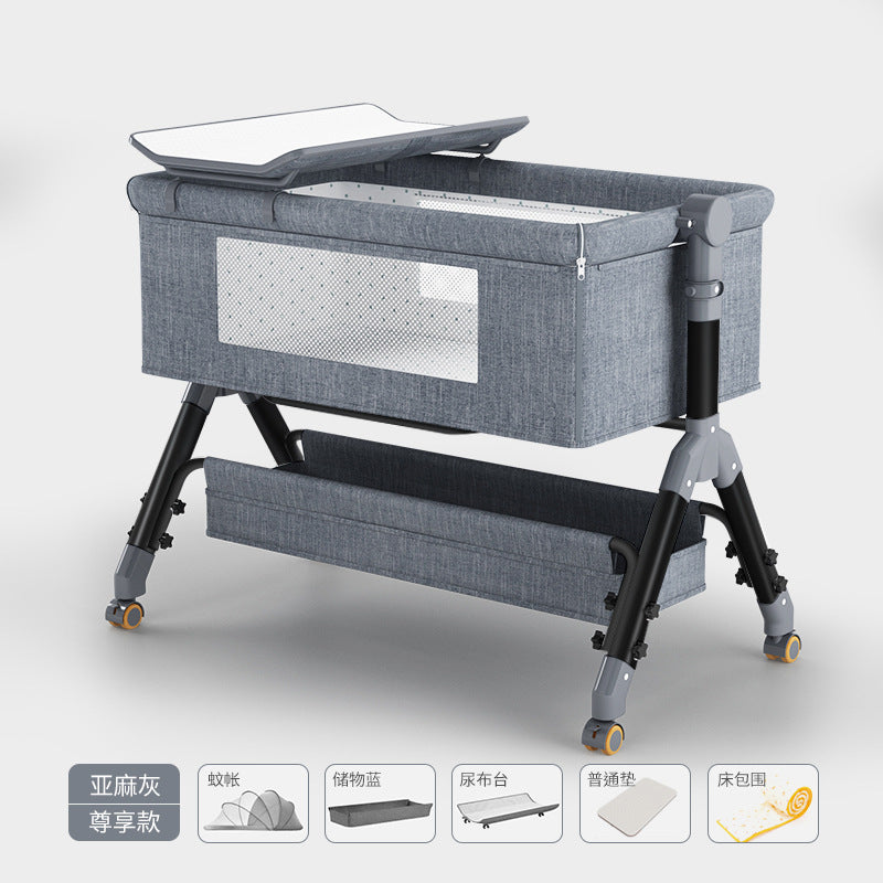 Baby crib convertible bed mobile foldable multifunctional cradle newborn bedside bed cross-border hot-selling baby bed