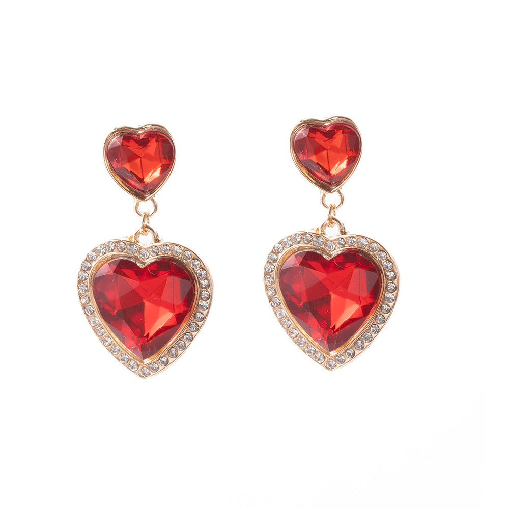 European and american hot-selling fashionable heart earrings - lightweight luxury, high-end, full diamond heart-shaped gemstone sweet and elegant earrings for women