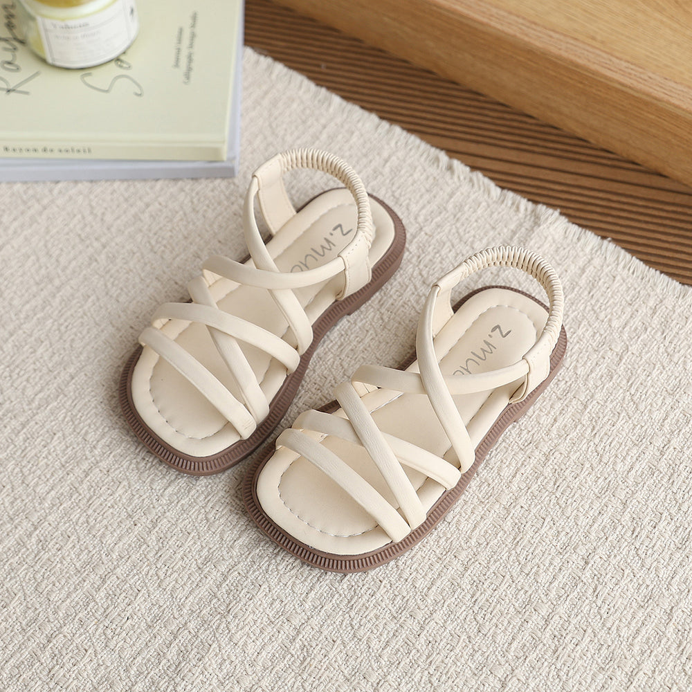 Customized children's sandals summer korean style girls' crossover strap princess shoes fashionable mid-to-large children's performance dance sandals