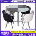 Customizable painted tempered glass dining table set - modern home dining table and chairs for casual dining and business meetings