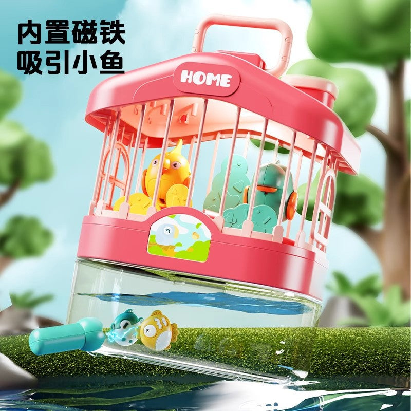 Kids' electric animal model simulation handheld birdcage - smart voice control, lights, parrot mimics speech, nursery rhymes, educational toy