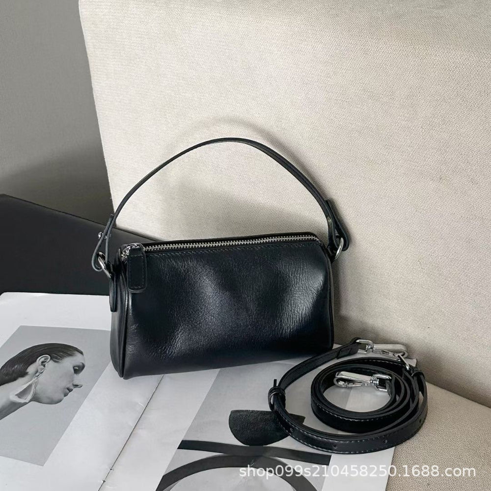 Vintage women's bag 2024 new fashion versatile shoulder crossbody small bag high-end soft leather pillow bag phone bag