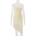 European and american women's clothing  summer new sexy street style halter neck cutout top and asymmetrical midi skirt set