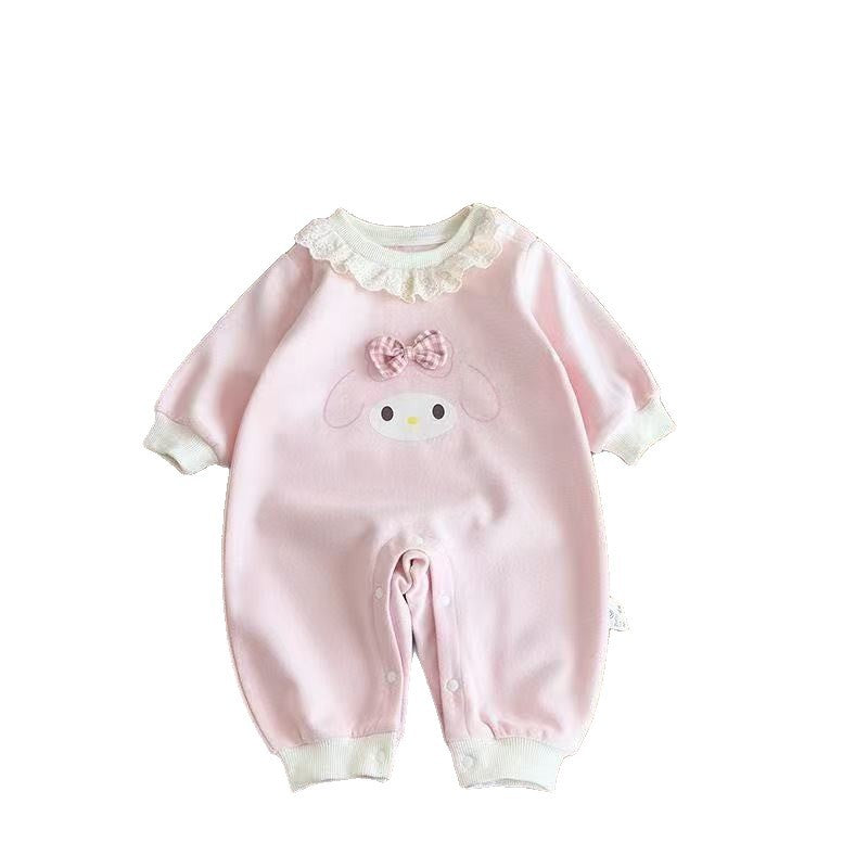 Spring autum baby girl full moon 100 days baby onesie ha shirt newborn clothes super cute autumn clothes outing climbing clothes