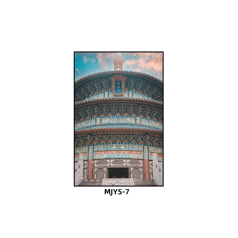 Jieyang ancient city architectural landscape hanging painting hotel box wall decoration painting hot pot restaurant restaurant characteristic cultural tourism mural