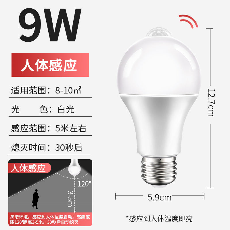 Voice-activated light corridor sensor light human body sensor aisle sound and light control infrared radar stair corridor led light bulb