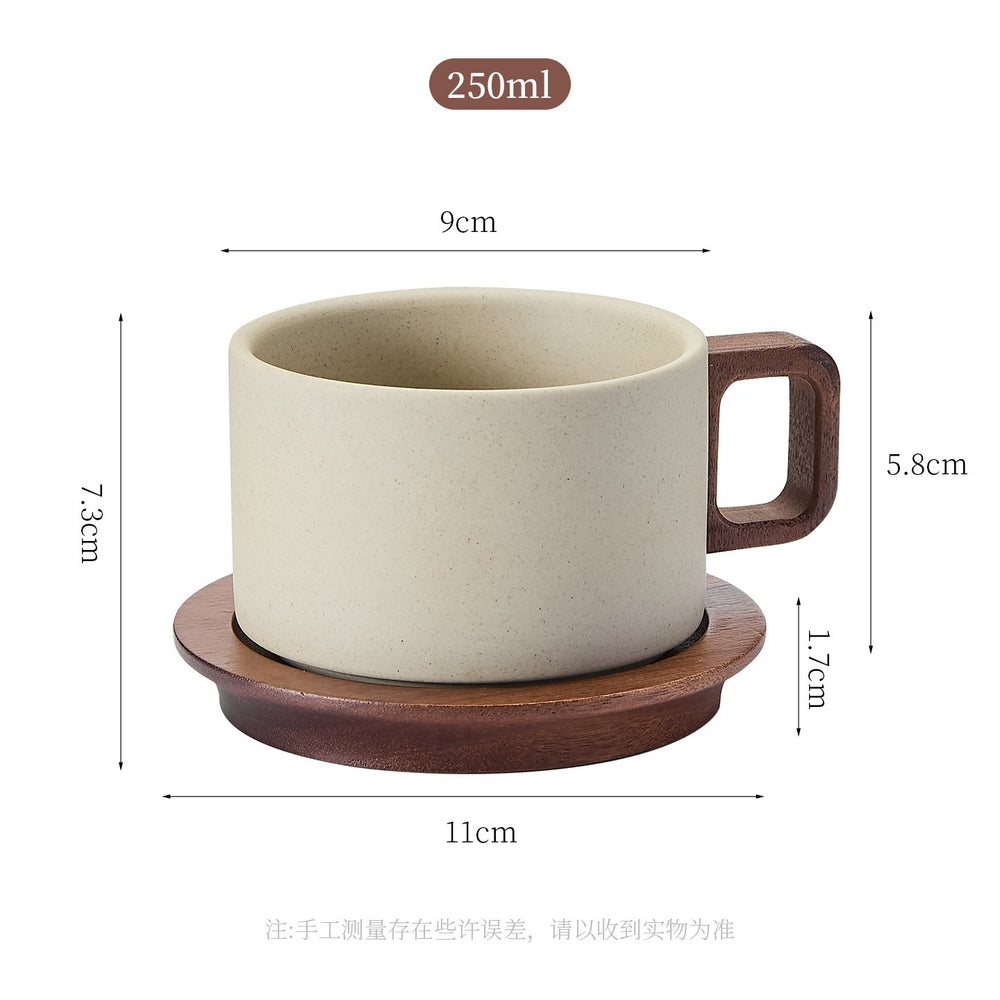 Rustic pottery vintage coffee mug - americano latte straight-sided design, high-style cup and saucer set, anti-scald mug