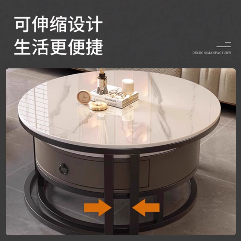 Rock slab coffee table living room solid wood table balcony small apartment for homecasualaccessible luxury round side table retractable combination