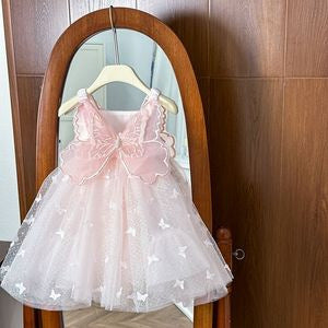 summer new girls' butterfly wing fashion haute couture butterfly soft gauze suspender dress princess dress wholesale