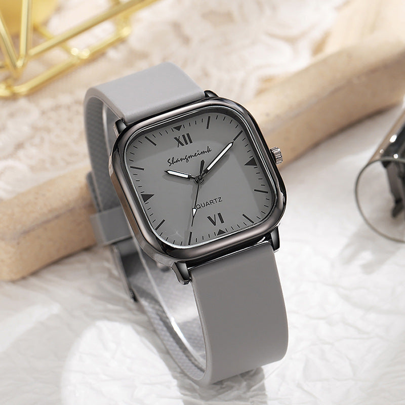 Shangmei square watch unisex fashion quartz watch minimalist trendy faux leather trim alloy manufacturer wholesale
