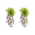 Summer outing green beaded flower tassel earrings for women classy style vacation style earrings exaggerated beautiful earrings