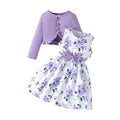 spring/autumn collection: girls' colorful sundress + solid color cardigan - stylish and elegant new arrival for little ladies