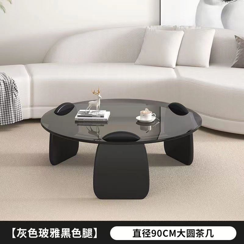 Tempered glass coffee table living room home round combination nordic popular style light luxury italian minimalist tea table small apartment