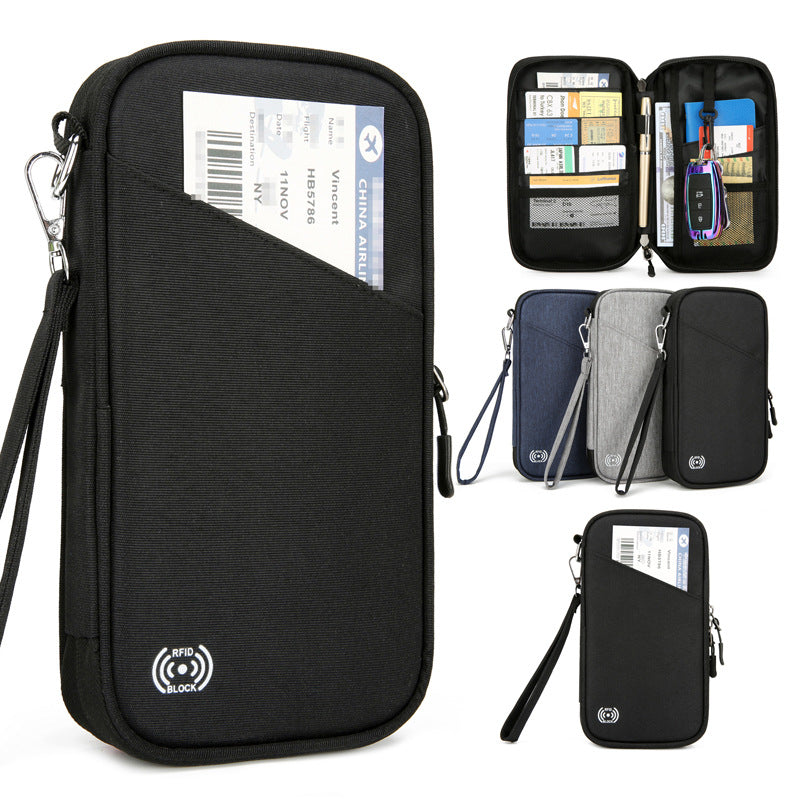 Passport ID bag Thin and light anti-theft brush Boarding portable storage Multi-function bag Large capacity Long ticket clip Money clip