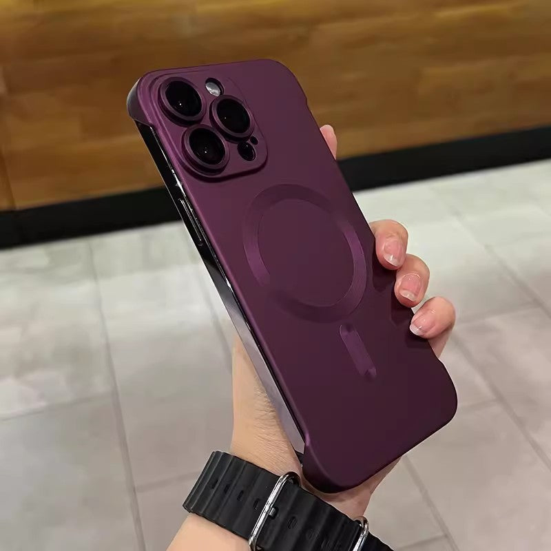 Ultra-thin frameless metallic paint magnetic suction suitable for iphone17pro mobile phone case apple 15 lens film protective cover