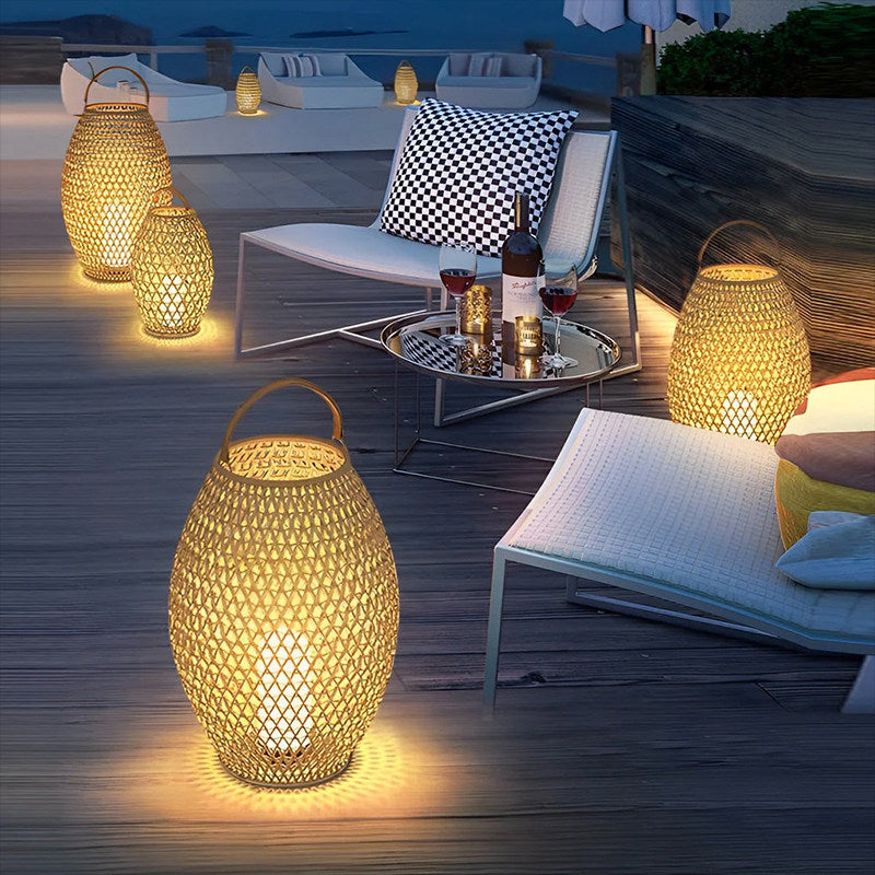 Outdoor waterproof woven floor lamp solar lawn light patio light villa courtyard light garden ambiance portable lamp