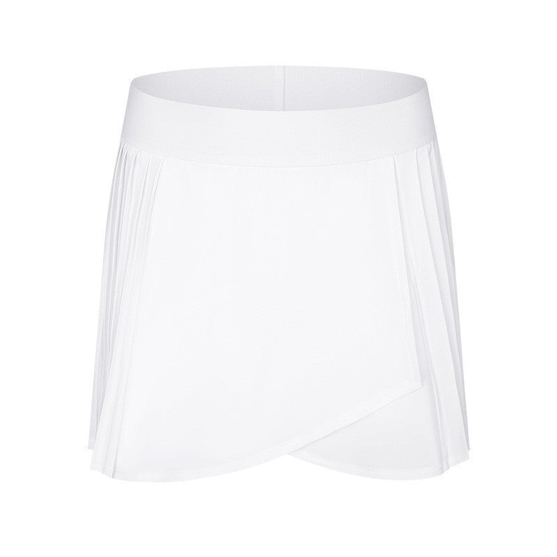 High-waisted pleated skort with pockets - anti-exposure lining - tennis skirt, fitness yoga skirt - dk382