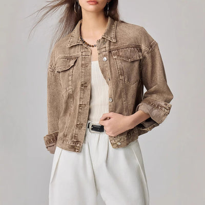 Pre-sale-15826#  cross-border foreign trade women's fashion european and american ins fashionable versatile personalized short denim jacket