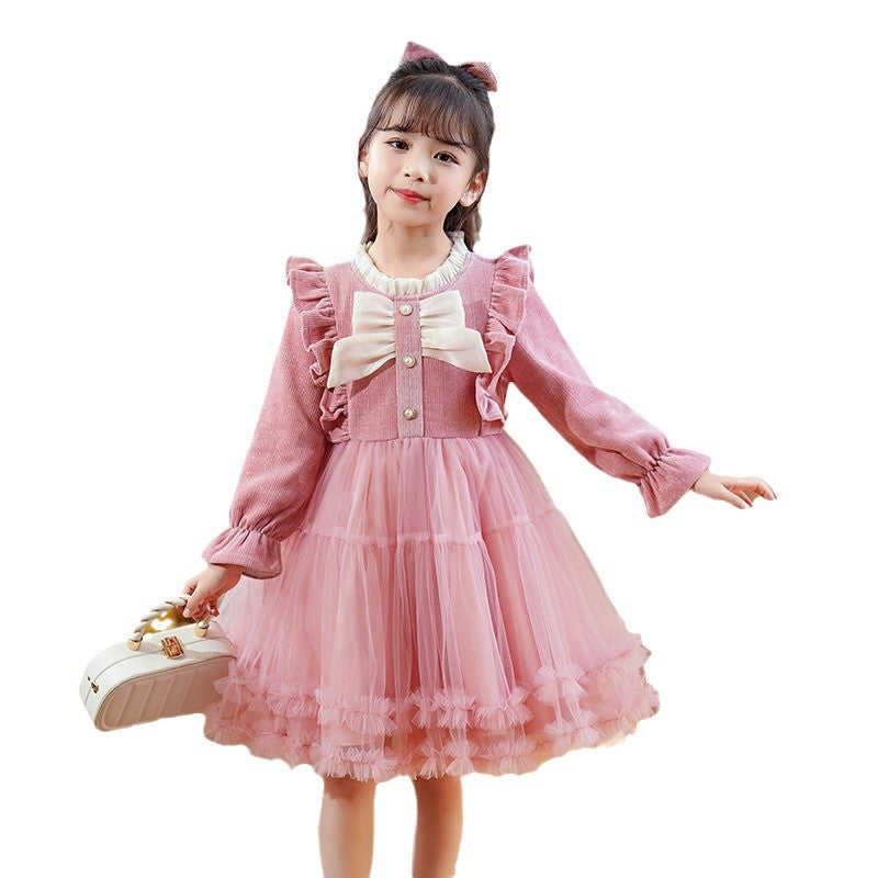 Girls' red spring/autumn tutu dress - stylish and trendy new arrival for little girls, fleece-lined
