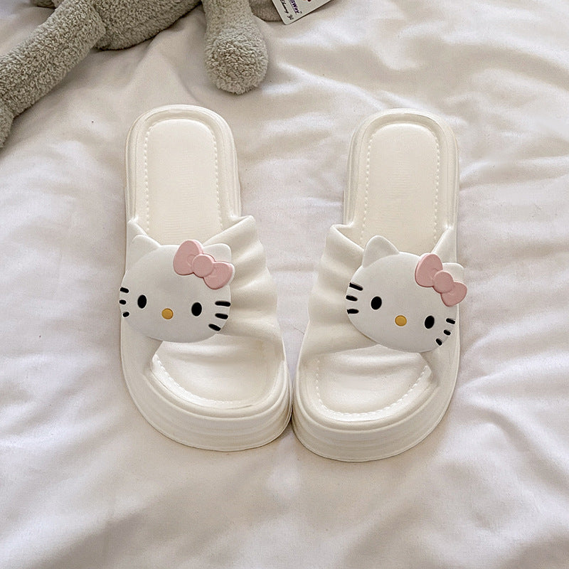 Kt cat cute slippers women's new thick sole home outwear easiest for matchnon-slip stomping on shit feeling cool slippers women