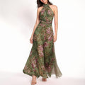 women's summer new arrivals:  cross-border fashion - elegant printed halter neck bodycon dress