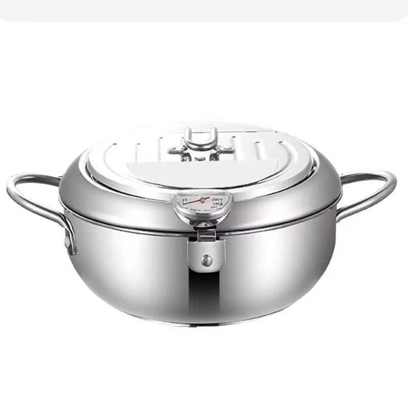 Thickened compound bottom 304 stainless steel tempura fryer with oil filter japanesefor home temperature controlled non-stick small fryer