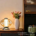 Retro medieval metal glass table lamp oval amber single head b&b guest room bedroom living room atmosphere table lamp