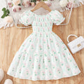 Kids' short-sleeve printed smocked dress - fresh & sweet country style