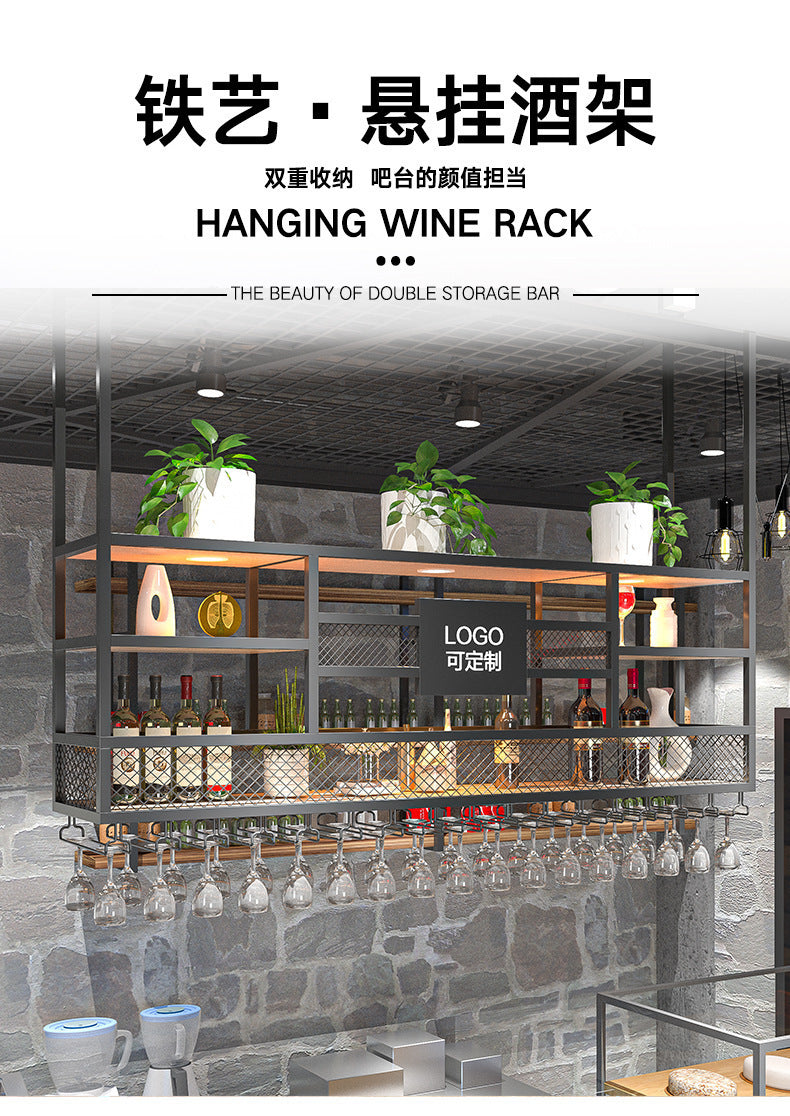 Bar Hanger Industrial Style Wine Glass Hanger Bar Restaurant Wrought Iron Red Wine Hanging Cabinet Corner Inverted Shelf