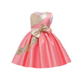 Kids green satinsequinlace baby girl first birthday dress skirt flower girls' dresses